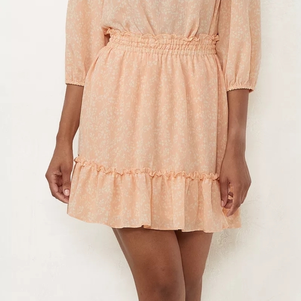 LC Lauren Conrad Pink Skater Mini Skirt with Ruffles New With Tags Sz XL